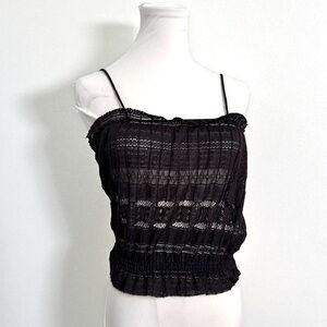 NWT ZARA Black Sheer Lace Cami Top Whimsigoth Romantic Mesh Tank Fairy Grunge S